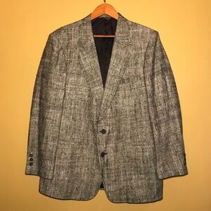 Arnie 100% Silk Vintage 80s Sport Coat Jacket Textured Gray‎ USA Mens Size: 42R